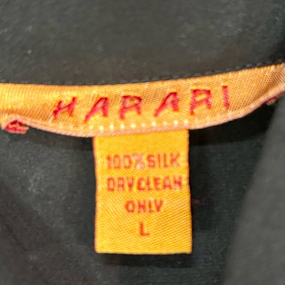 Harari 100% Silk Black Button Down Blouse Women’s Size L - Picture 3 of 5